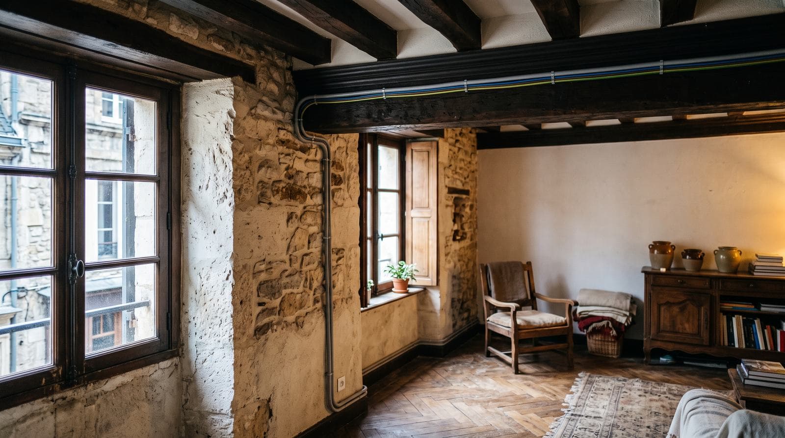 Vieille Ville d'Annecy : rénover l'électricité d'un appartement ancien sans dénaturer le bâti