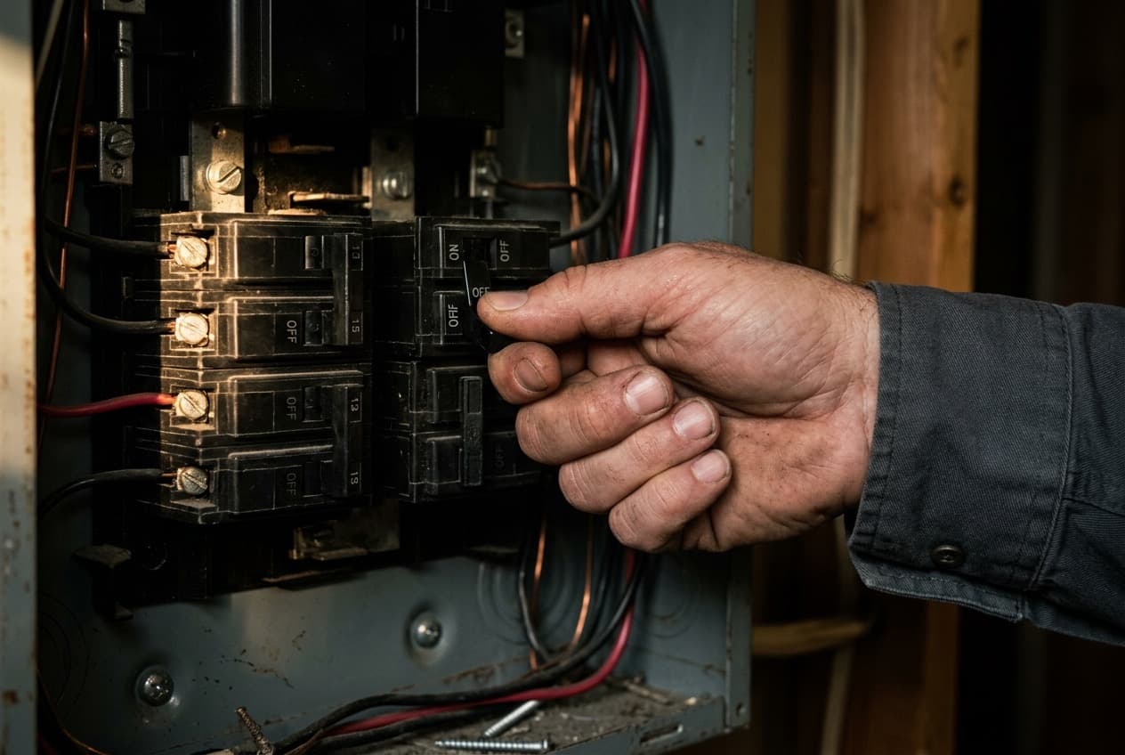 Réenclenchement d'un disjoncteur sur un tableau électrique