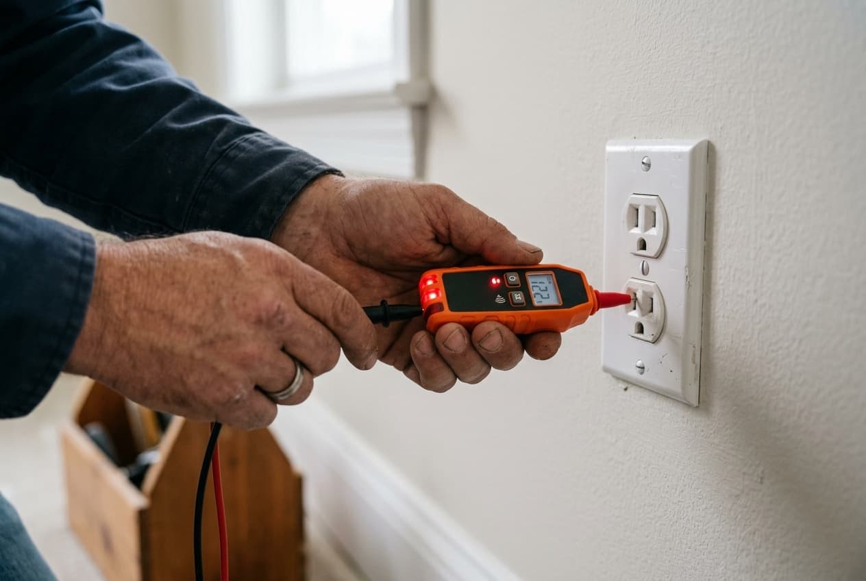 Contrôle d’une prise électrique avec un testeur